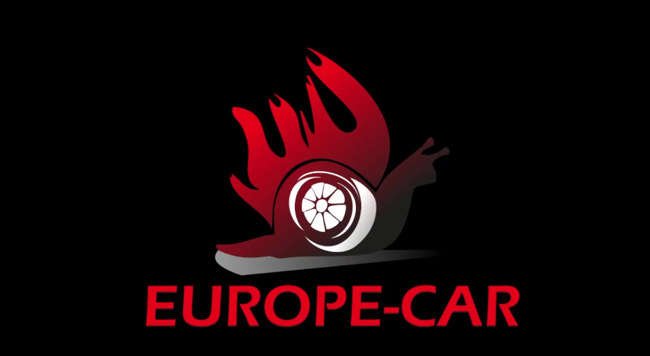 EUROPE-CAR — фирменный логотип с огненной улиткой и турбиной